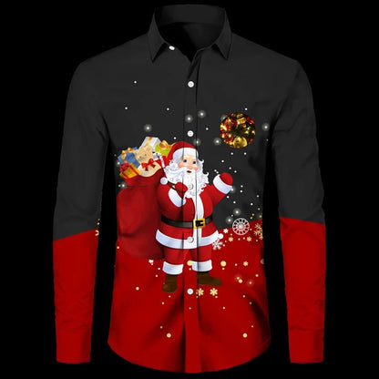 European And American Long Sleeve Shirt Christmas Series 3D Digital Printing