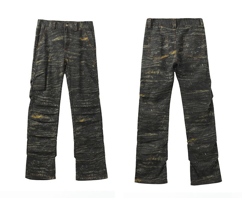 American High Street Vibe Pleated Camouflage Jeans