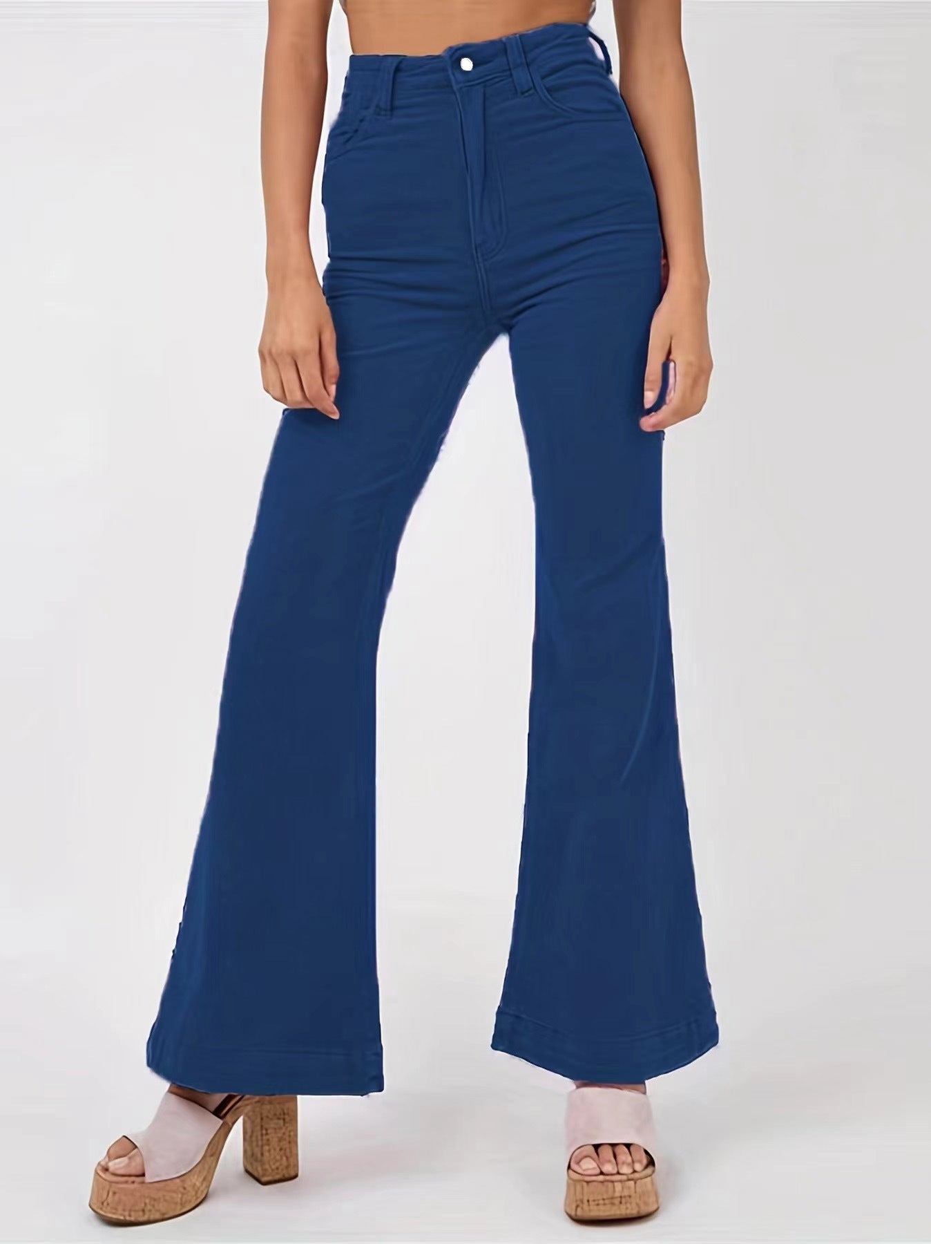 High Waisted Slim Fit Flared Pants For Women