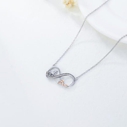 Horse Infinity Love Necklace Sterling Silver Jewelry Gift for Women