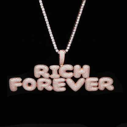 925 Silver Bubble Letters Can Be Spliced Into Custom Hip Hop Necklaces