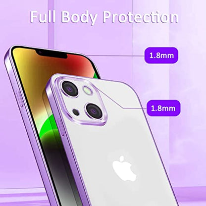 mobistyle Liquid Silicone Case for iPhone 13 Case, Individual Protection for Each Lens Shockproof Rubber Full Body Thickened Design Compatible for iPhone 13 (Purple)