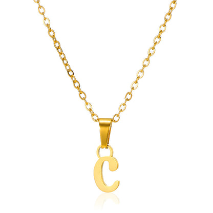 Simple 18K Gold Plating Stainless Steel Small Letter Necklace For Women