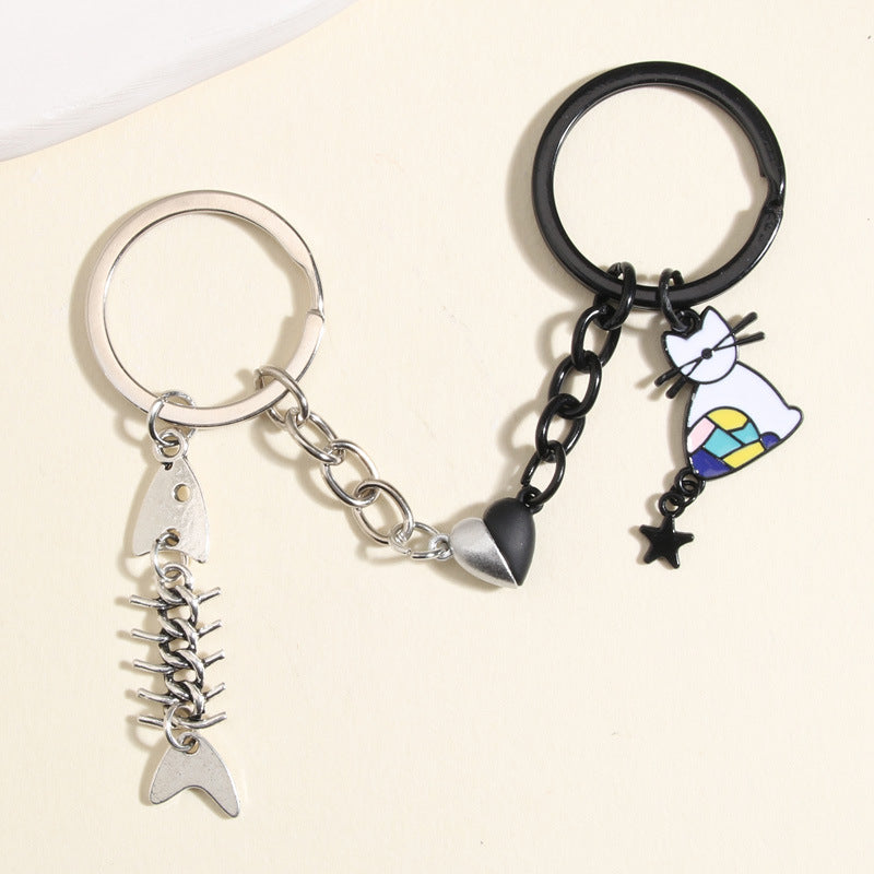 New Spaceman Magnetic Love Couple Girlfriends Keychain