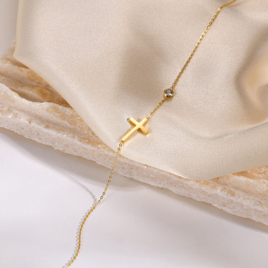 Titanium Steel Cross Necklace Clavicle Chain Women's European And American Style Chain