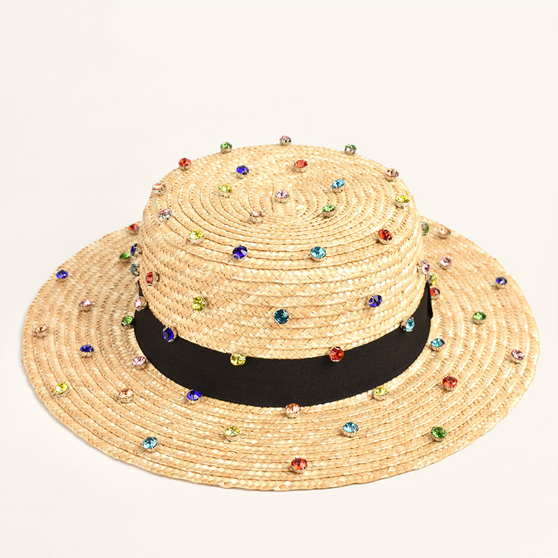 Diamond Water Diamond Inlaid Straw Woven Hat