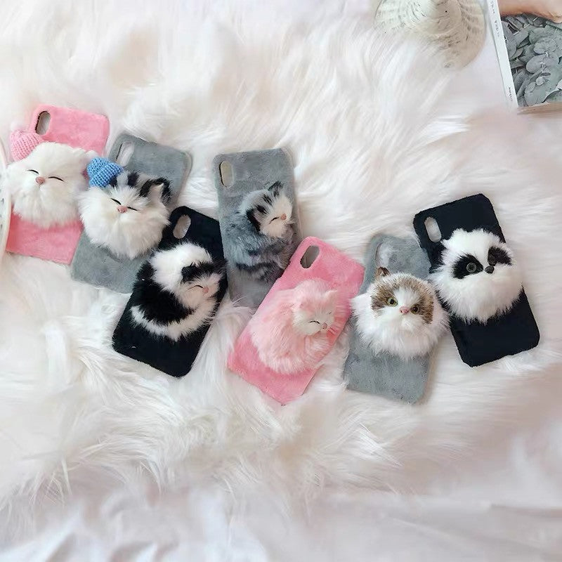 Suitable For Simulation Cat Mobile Phone Shell Animal Protective Cover