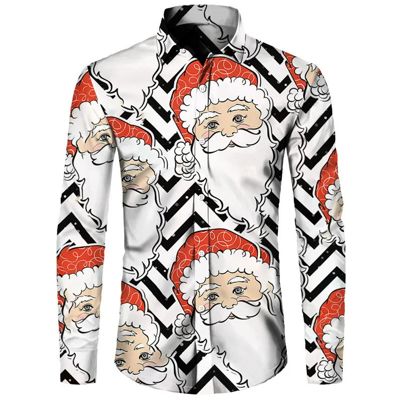 European And American Long Sleeve Shirt Christmas Series 3D Digital Printing