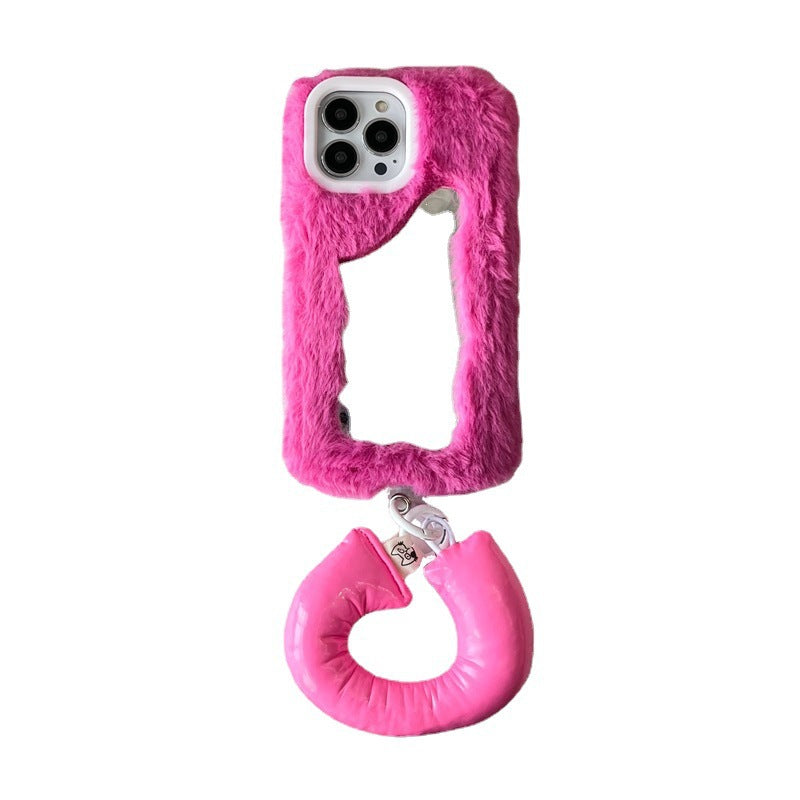 Fluffy Make-up Mirror Phone Shell