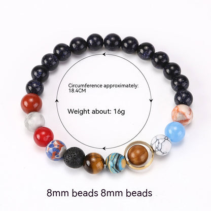 Universe Solar System Volcanic Rock Eight Planets Bracelet