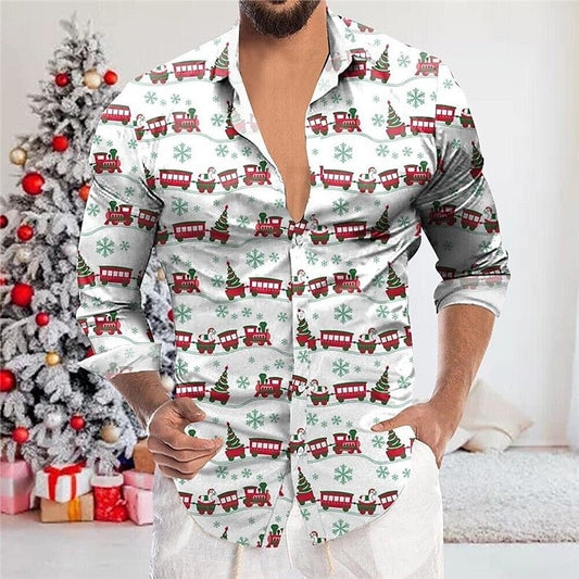 3D Digital Printing Christmas Tree Shirt Lapel