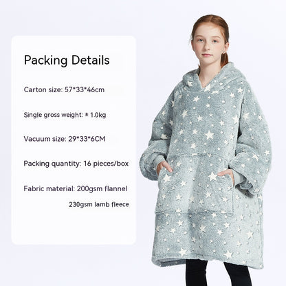 European And American Style Flannel Hooded Lazy Blanket Children Plus Size Cashmere Hoodie