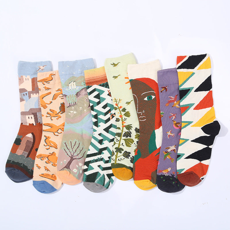 Renaissance Men And Women Mid-calf Spring And Autumn Cotton Sock