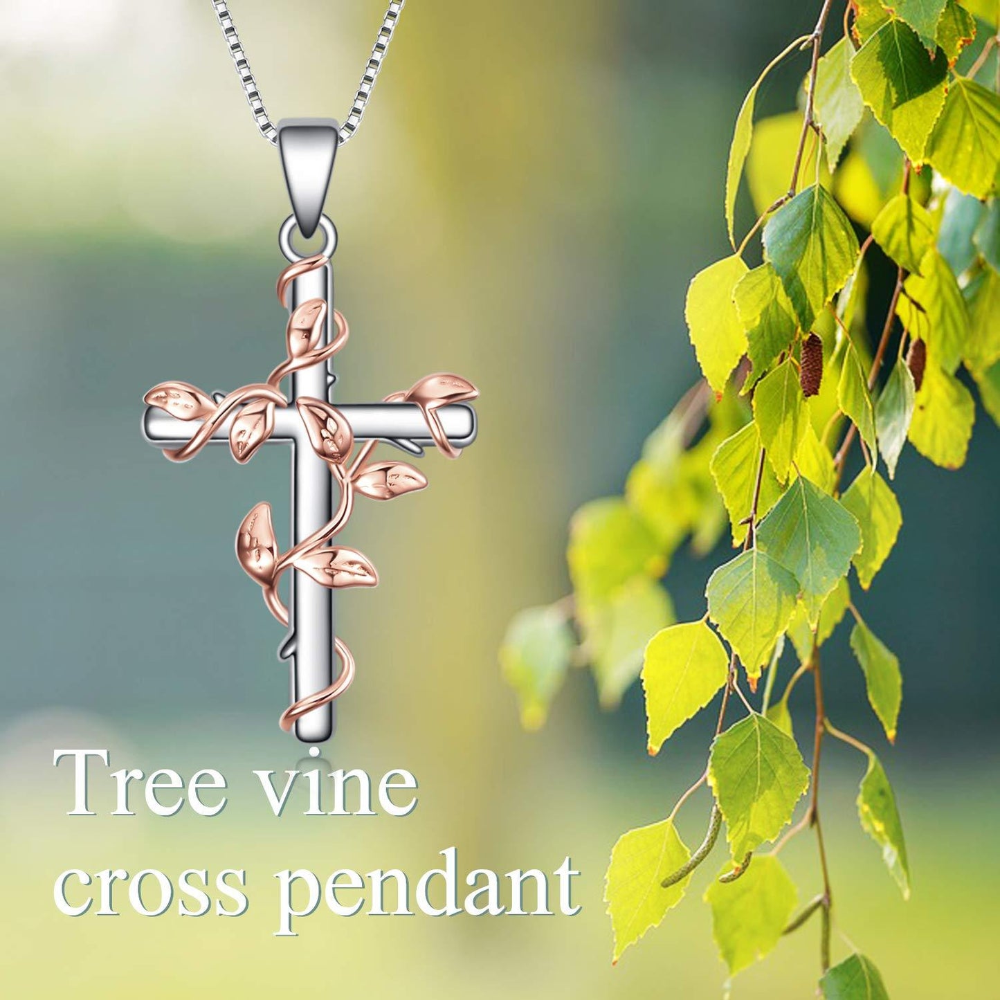 Sterling Silver Rose Flower Cross Pendant Necklace Jewelry Gifts