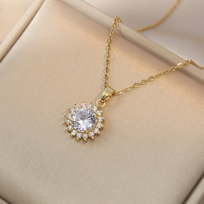 Necklace Female Online Influencer Flower Zircon Geometric