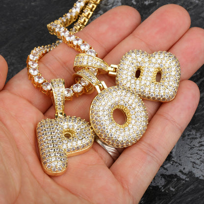 925 Silver Bubble Letters Can Be Spliced Into Custom Hip Hop Necklaces