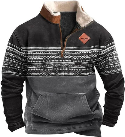 European And American 3d Digital Printing Turtleneck Half Zipper Sweater