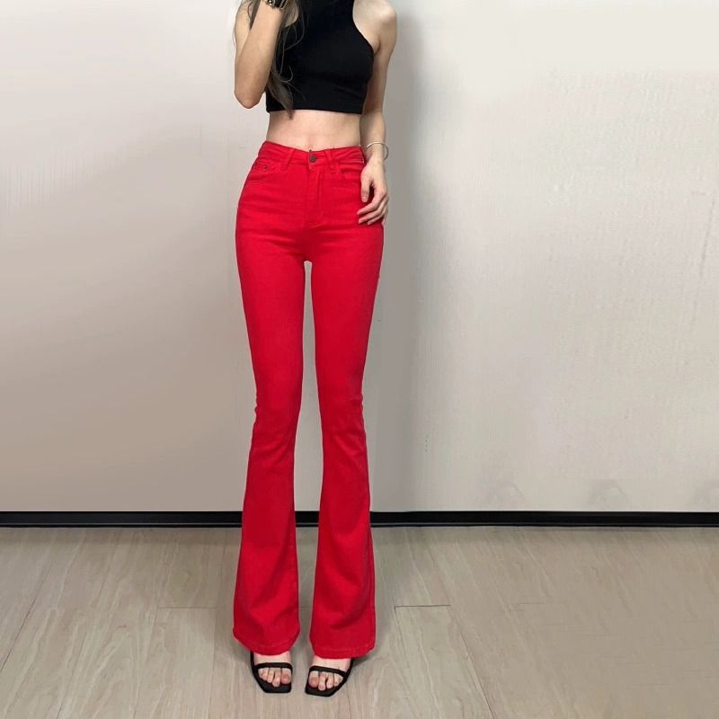 High Waisted Slim Fit Flared Pants For Women