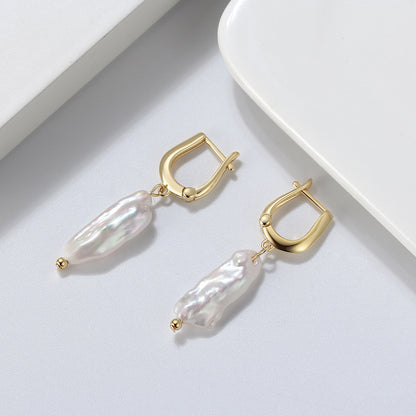 S925 Sterling Silver Eardrops Natural Freshwater Pearl