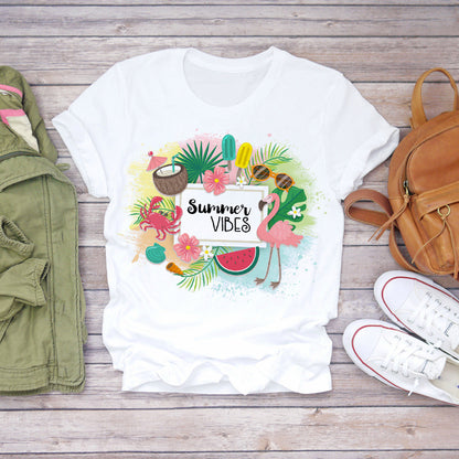 Women's Fashionable Printed Short-sleeved T-shirt