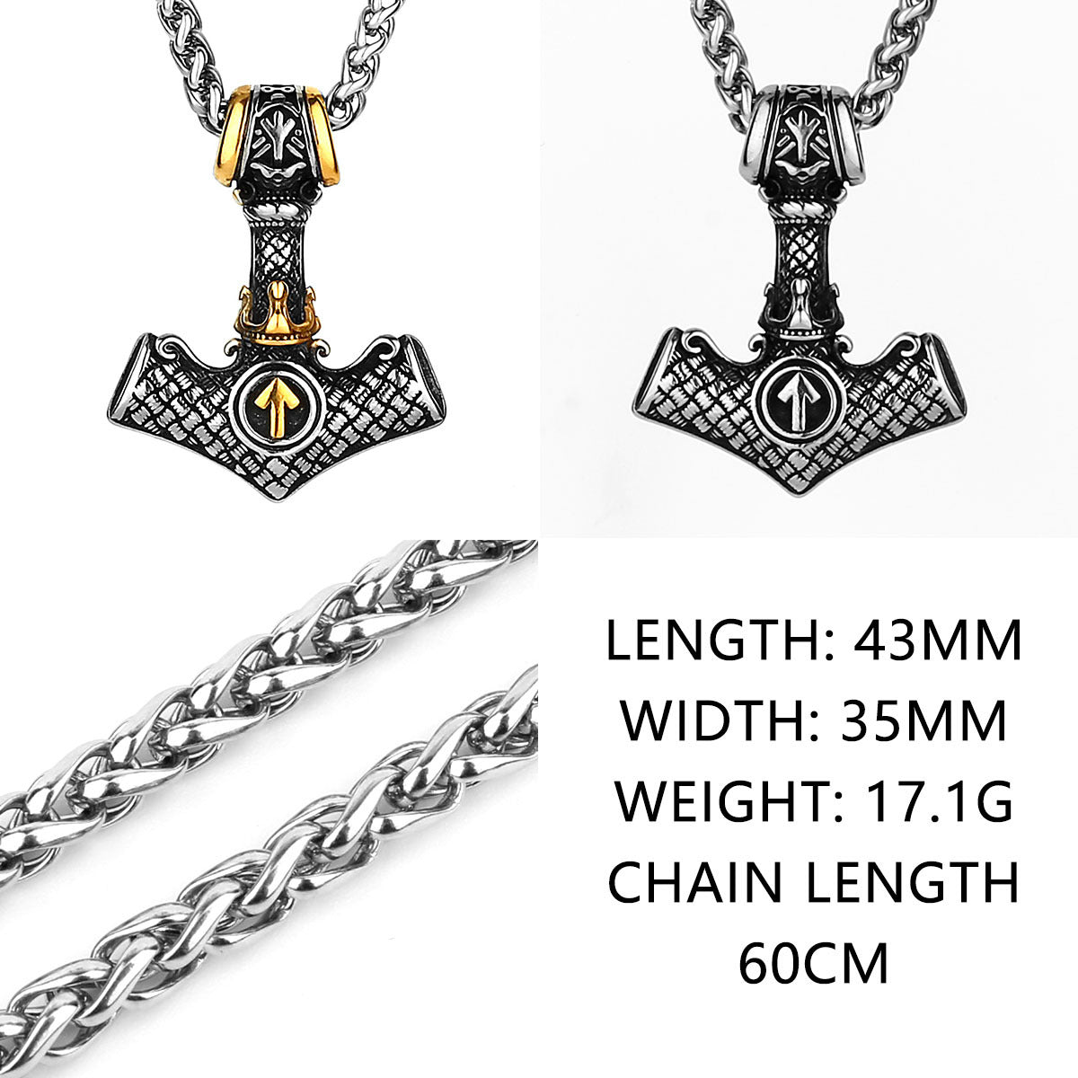 Viking Aoding Triangle Rune Titanium Steel Pendant