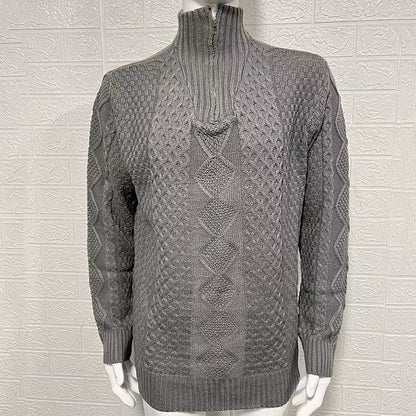 Knitted Sweater Zipper Turtleneck Long Sleeve