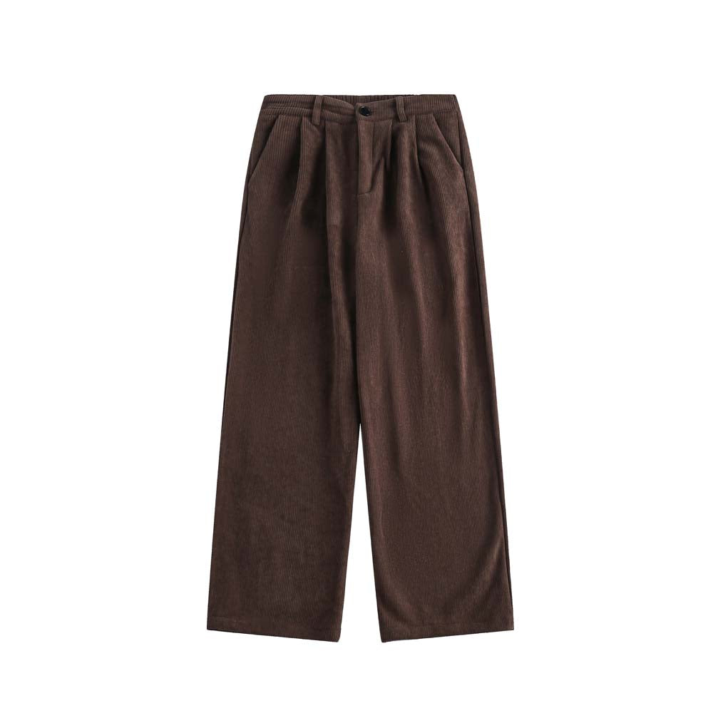 Retro Corduroy Casual Fleece-lined Elastic Waist Pants