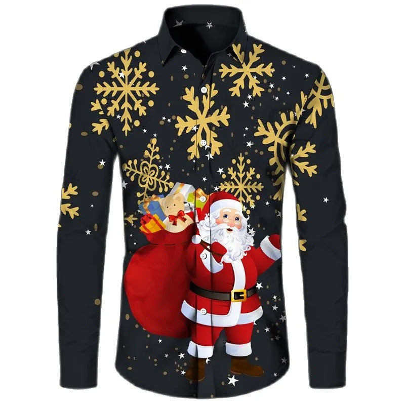 European And American Long Sleeve Shirt Christmas Series 3D Digital Printing