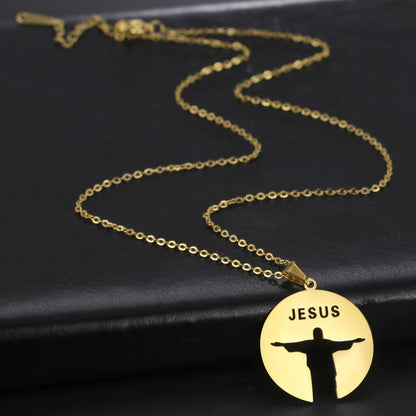 Personalized Silhouette Hollow Text JESUS Pendant