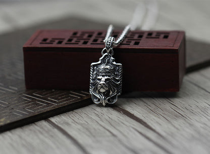 925 Sterling Silver Lion's Head Pendant Domineering European And American Punk Beast Head Pendant