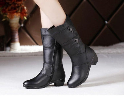 Women's Fashion Velvet Padded Warm Round Head Upper-wrapping Boots