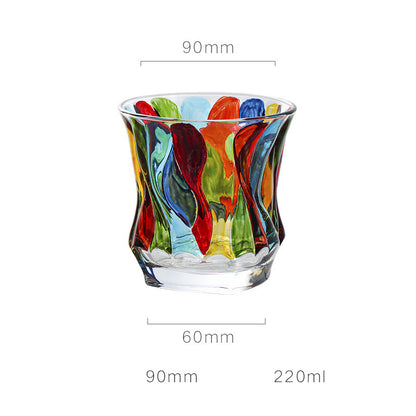 European Style New Enamel Whisky Glass With Colorful Woven Pattern