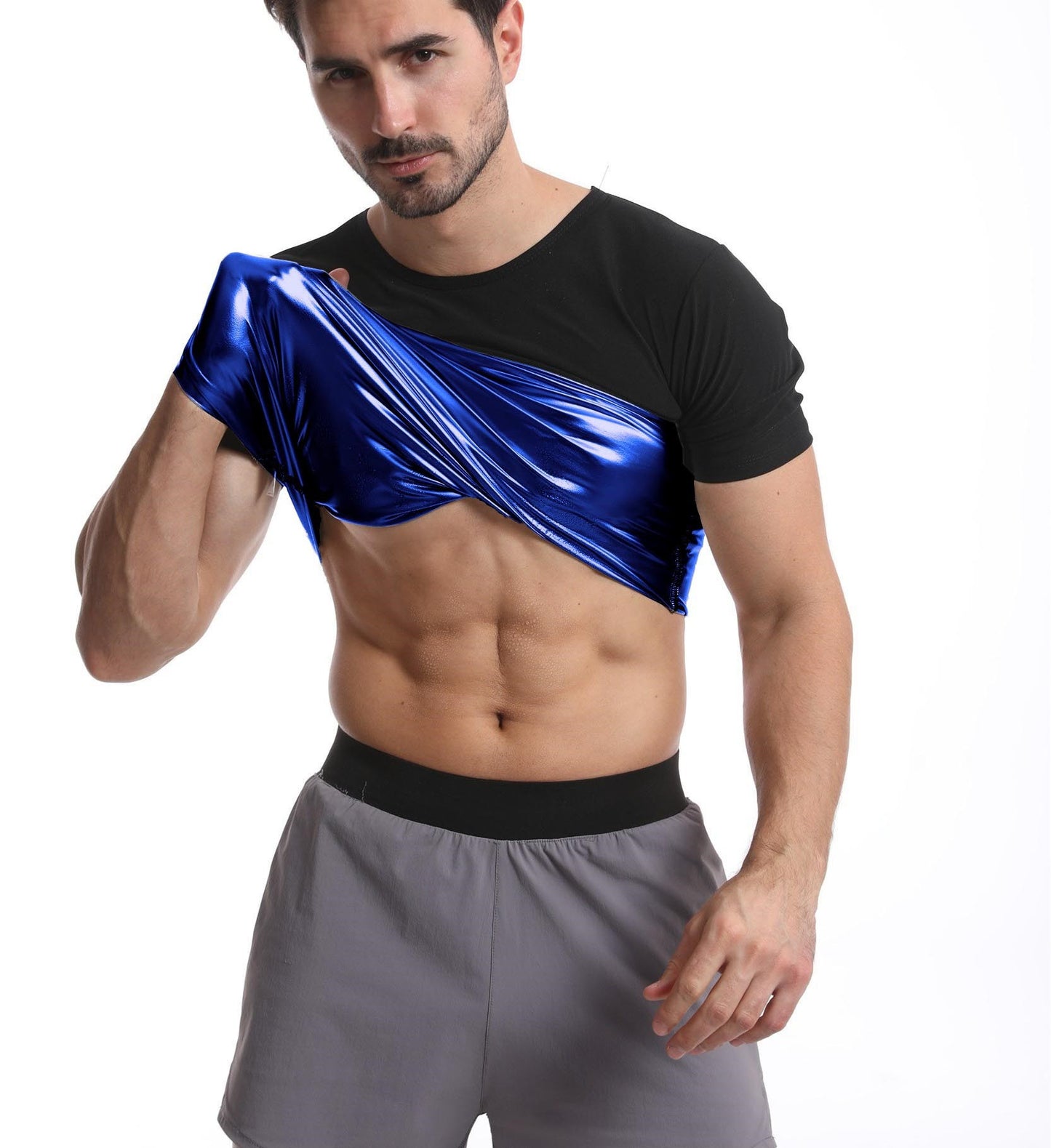 Men's Violently Sweat Suit Corset Sports Belly Slimming Short Sleeve