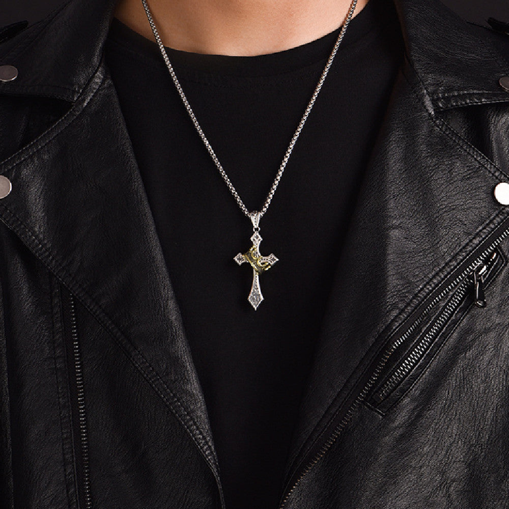 Cross Necklace Men's Vintage Thai Silver Pendant