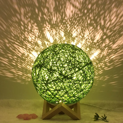 Amazon Hot Selling Creative Linen Table Lamp Novel and Unique LED Intelligent USB7 Color RGB16 Color Remote Control Rattan Ball Lamp