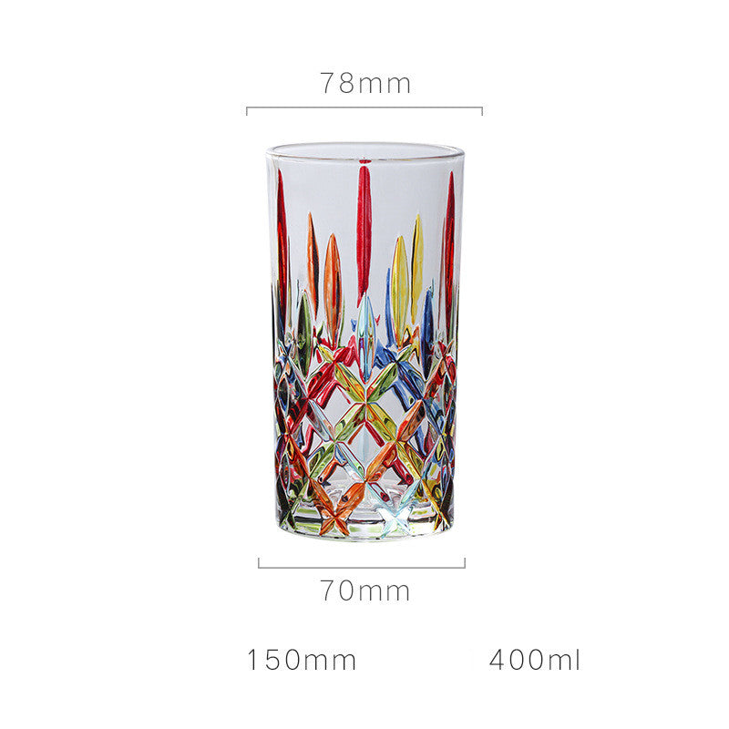 European Style New Enamel Whisky Glass With Colorful Woven Pattern