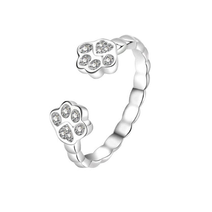 Open-end Cat Cute Animal Footprints Ring