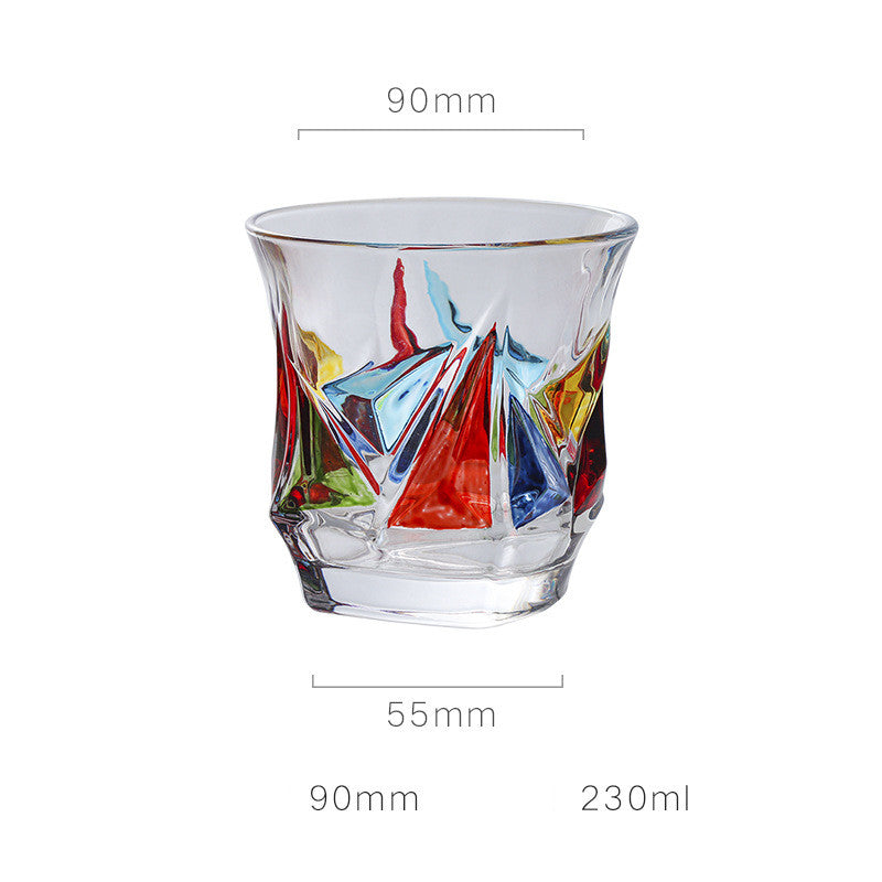 European Style New Enamel Whisky Glass With Colorful Woven Pattern