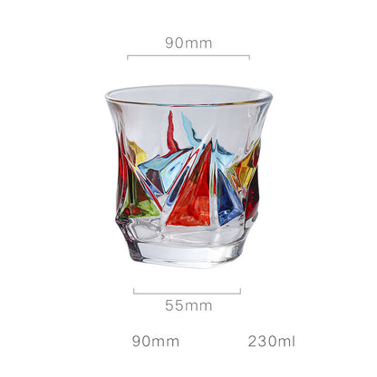 European Style New Enamel Whisky Glass With Colorful Woven Pattern