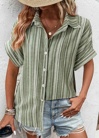 Women's Fashion Long Batwing Sleeve Striped Top