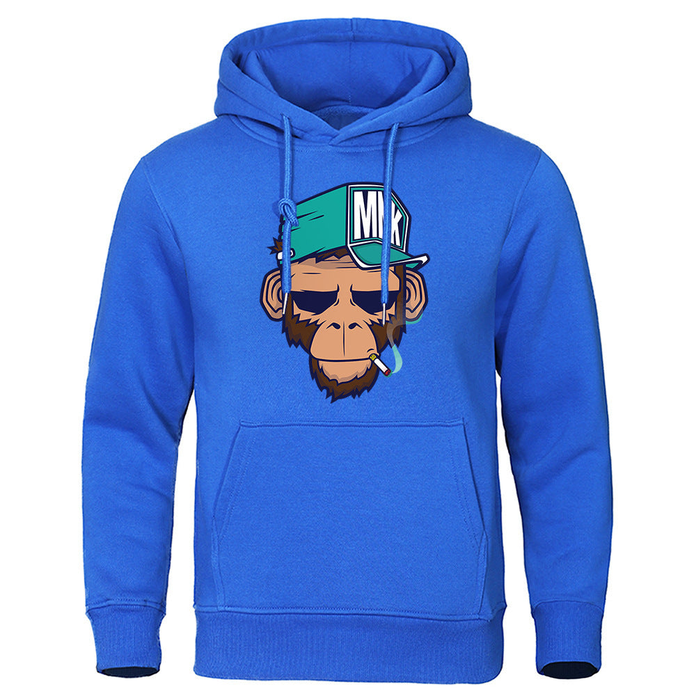 Personality Smoking Monkey Hoodie Sweatshirt Hip Hop Casual Street Hooded