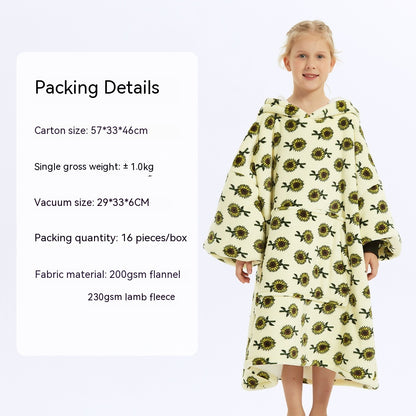 European And American Style Flannel Hooded Lazy Blanket Children Plus Size Cashmere Hoodie