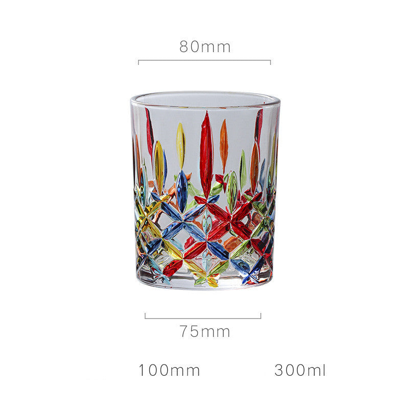 European Style New Enamel Whisky Glass With Colorful Woven Pattern