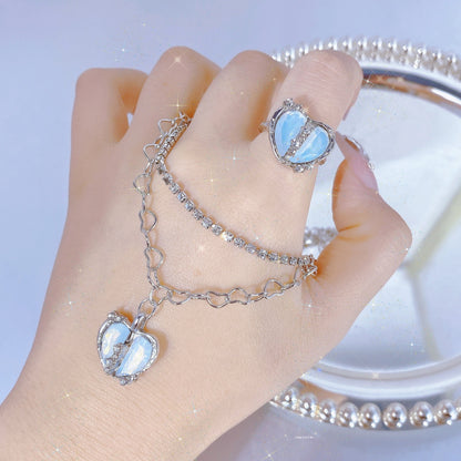 Love Heart-shaped Ring Jewelry Suit Women