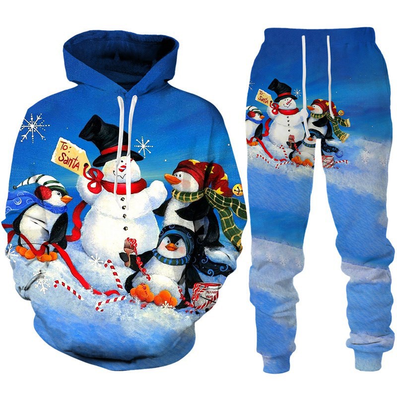 Santa Claus 3D Printing Hooded Sportswear