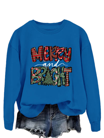 Trendy Sweater Merry And Bright Fallwinter Round Neck Long Sleeve Top In Stock