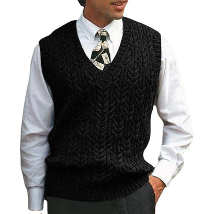 Knitted Vest V-neck Sweater Solid Color Casual