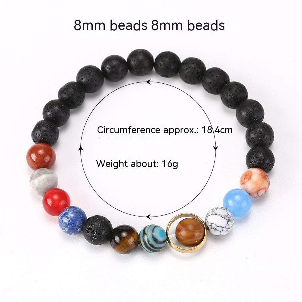 Universe Solar System Volcanic Rock Eight Planets Bracelet