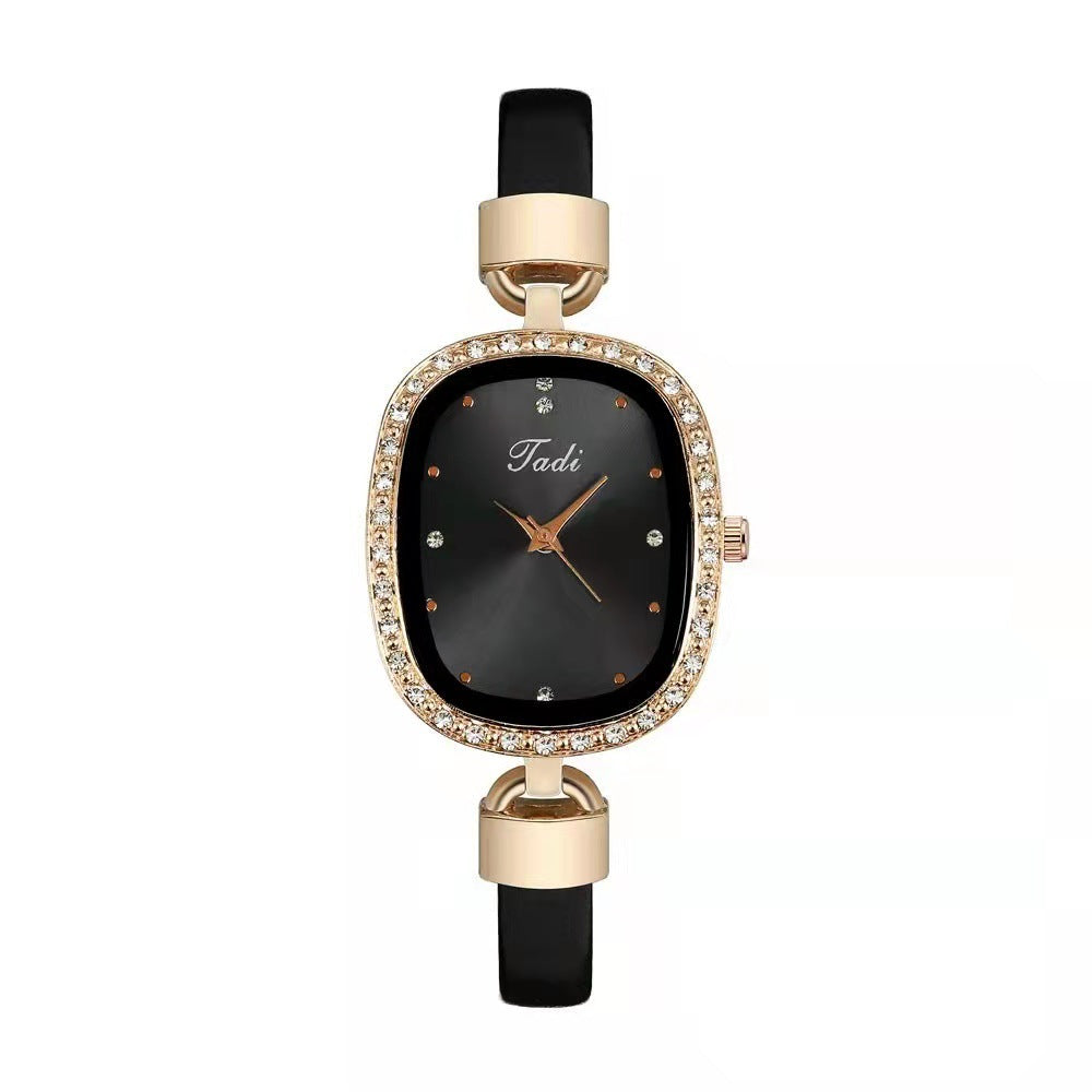 Women's Watch Bracelet Suit Two-piece Women's Quartz Watch Diamond Rhinestone Thin Belt Fashion Watch