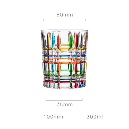 European Style New Enamel Whisky Glass With Colorful Woven Pattern